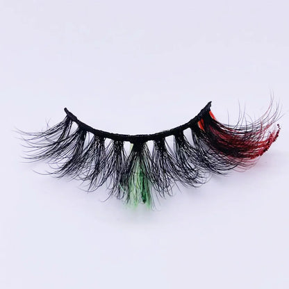 New glitter ombre Colored Lashes 20MM Mink Lashes Wholesale Dramatic Colorful Natural Eyelashes Extension Make up Fake Eyelashes