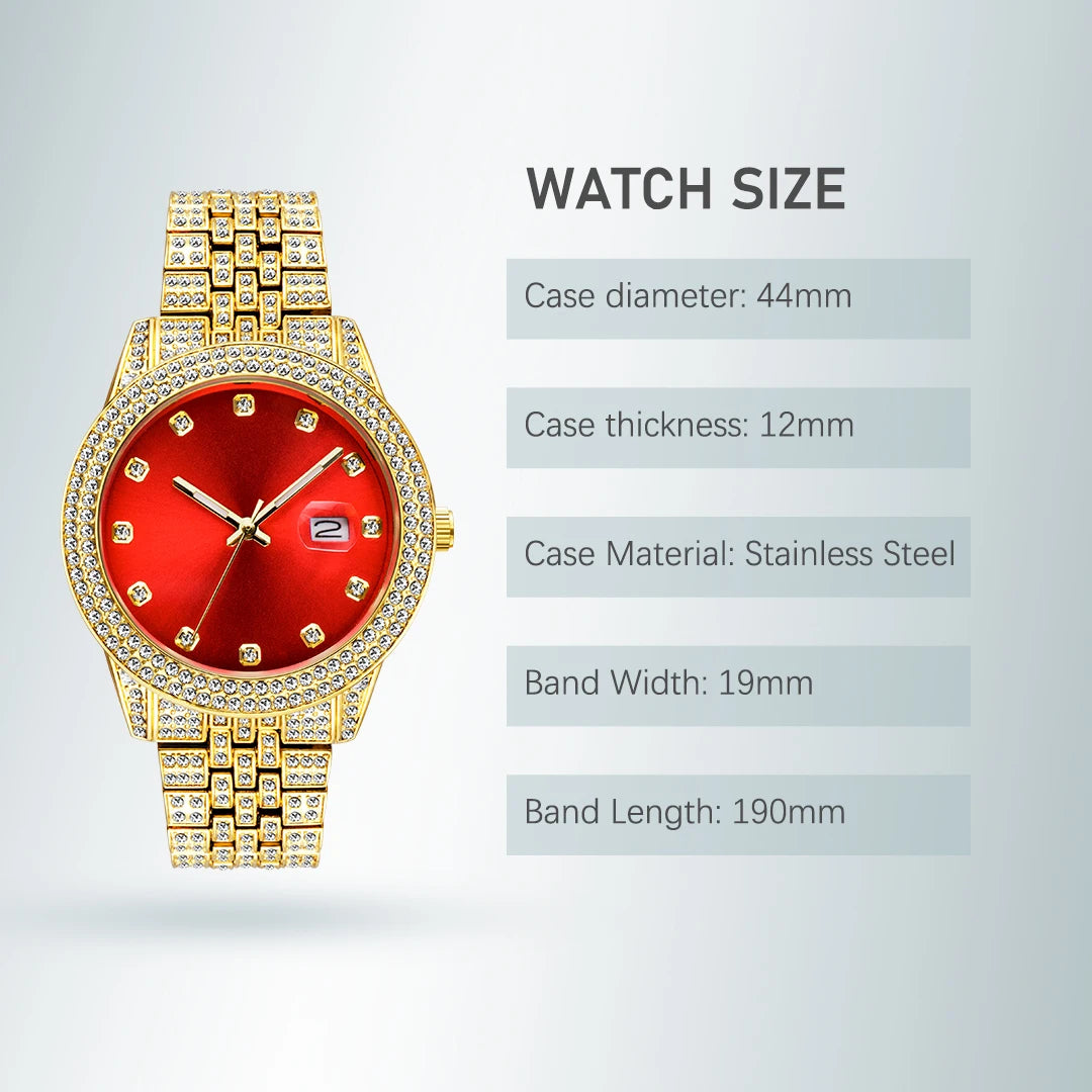 Red Women Watch Gold Luxury Elegant Drees Wrist Watches With Calendar Clock Ladies Party Jewelry Simple Design Gift For Female