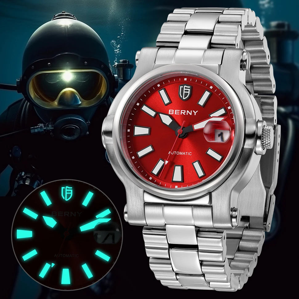 BERNY Men Diver Automatic Watch.