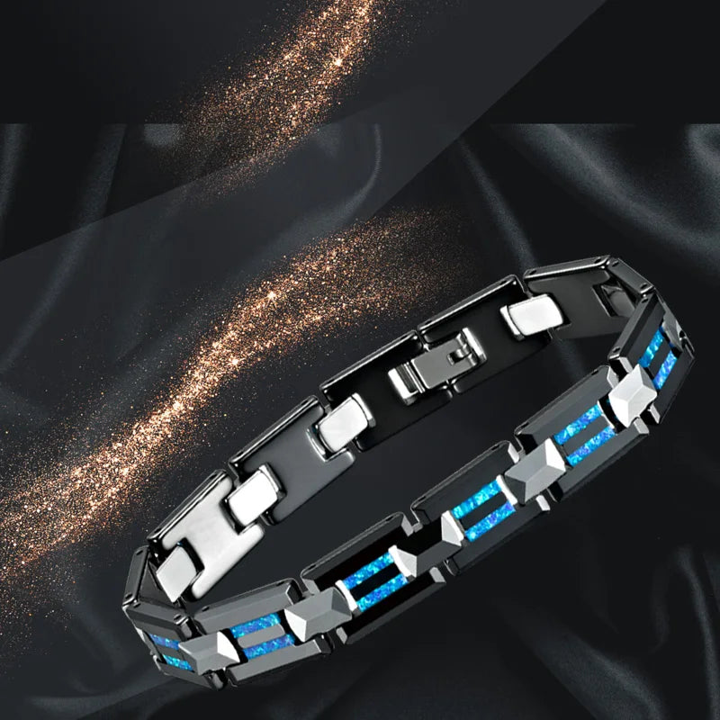 Luxury Blue Tungsten Carbide Bracelet for men.