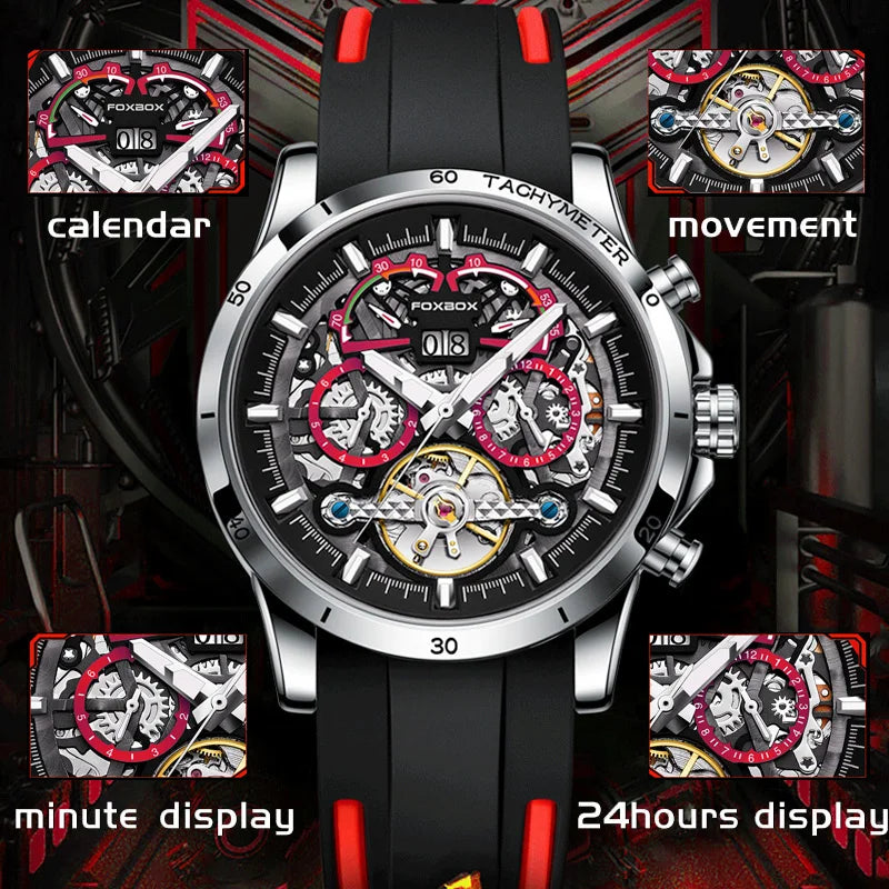 LIGE Mechanical Watches Chronograph Watch for Men Automatic Men&