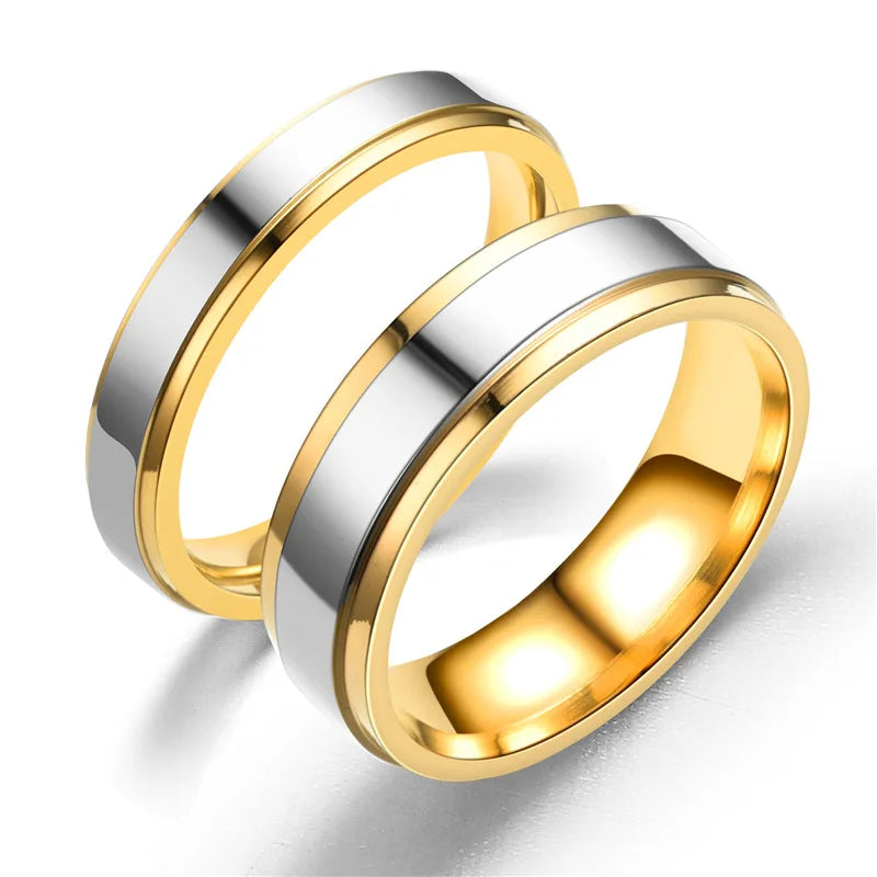 Luxury Design Stainless Steel Couple Rings Simple Engagement Wedding Rings Exquisite Promise Ring Romantic Valentine's Day Gifts