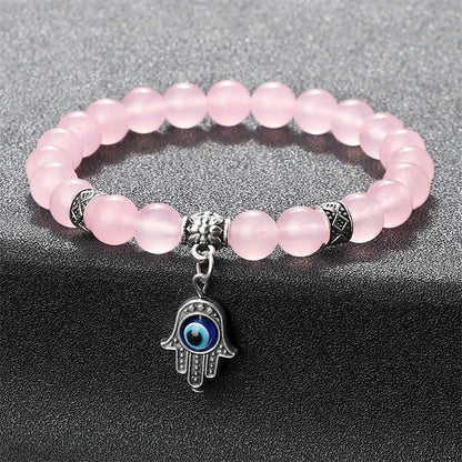 Pink Quartzs Charm Bracelet Women Men Butterfly.