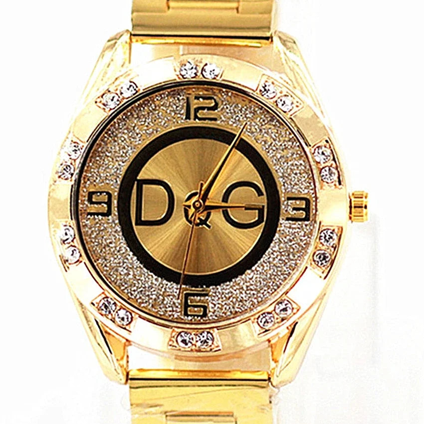 Luxury crystal quartz watch for women.