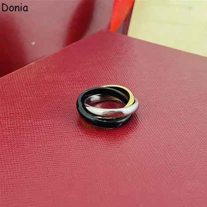 Donia jewelry luxury fashion new three-ring three-color glossy titanium steel ring European and American fashion ring