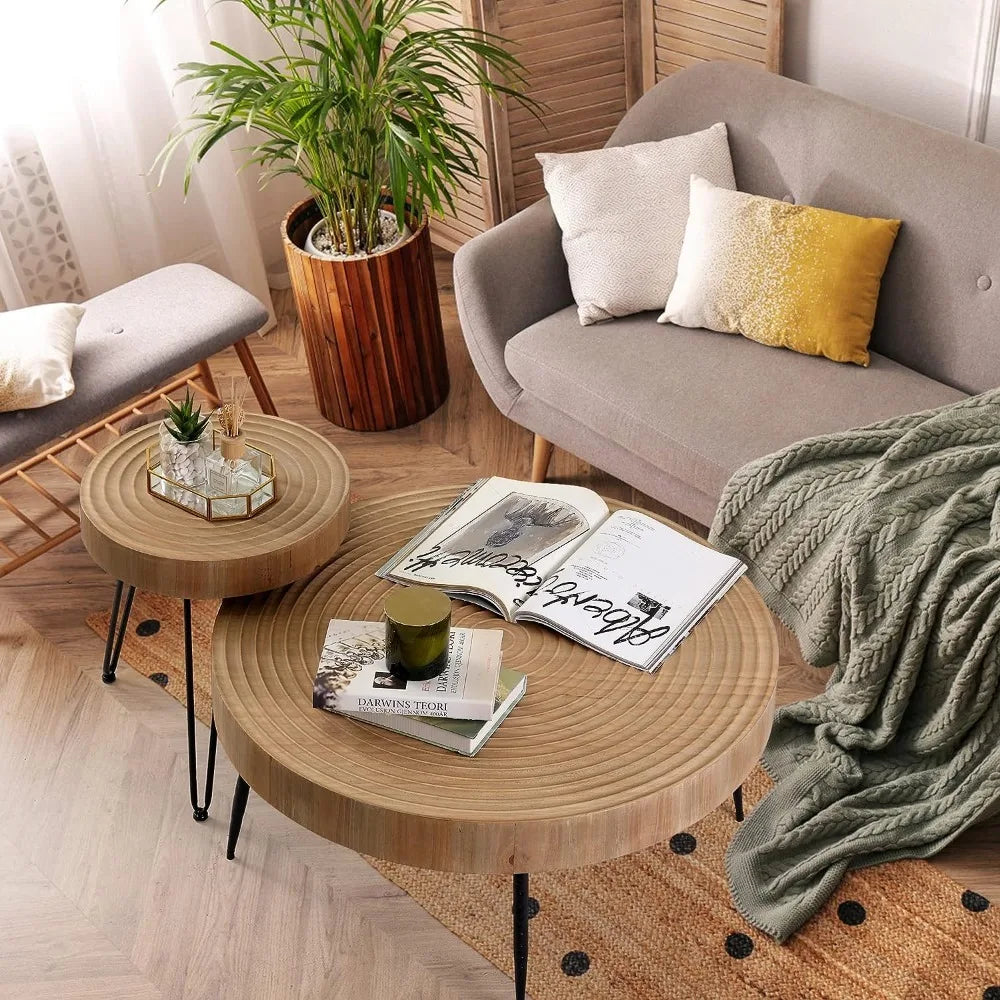 Modern Circle Coffee Table Set: Functional Elegance for Your Living Space.