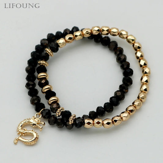 2Pcs/set Dragon Charm Bracelets For Women.