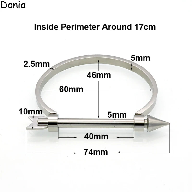 Donia jewelry European and American fashion stainless steel arrow opening titanium steel C-shaped screw bracelet punk bracelet