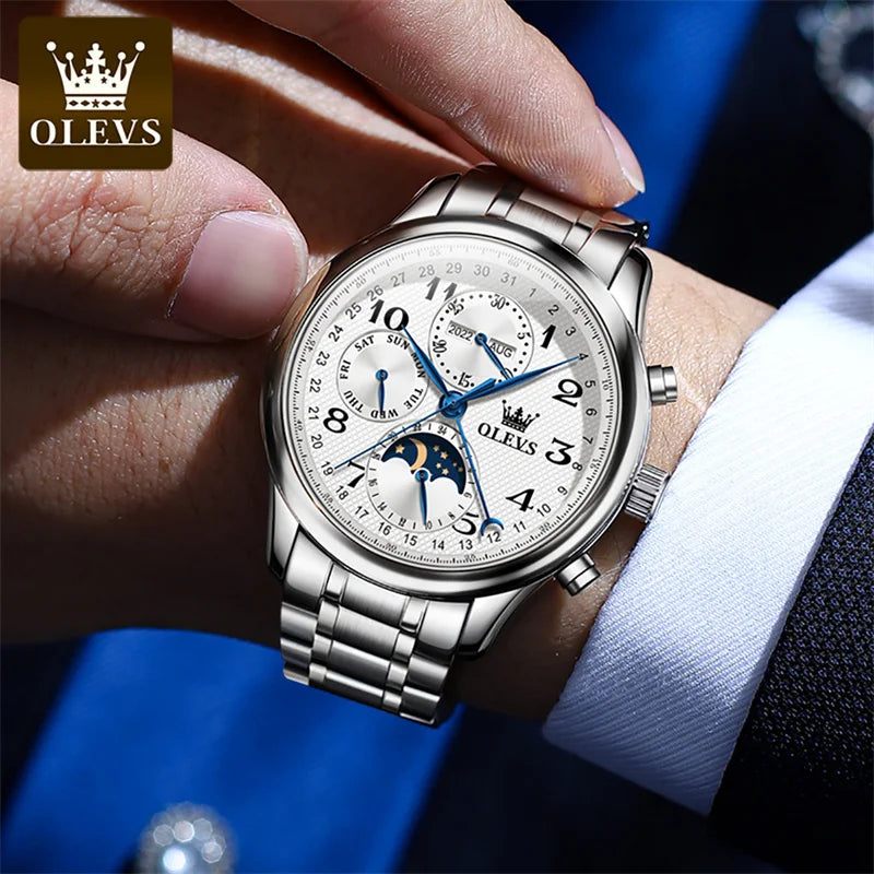 OLEVS Top Brand Sports Men Mechanical Wristwatch Moon .