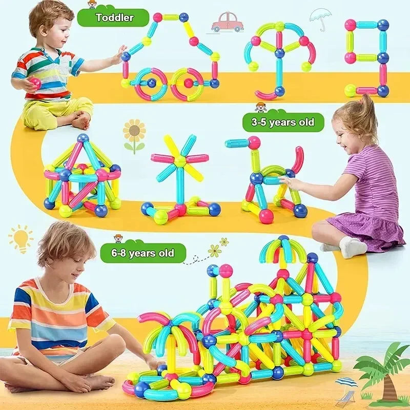 Magnetic Building Sticks Blocks Toys 3D Magnet Building Puzzle Gift for Kids Montessori Toys Preschool STEM Educational Sensory