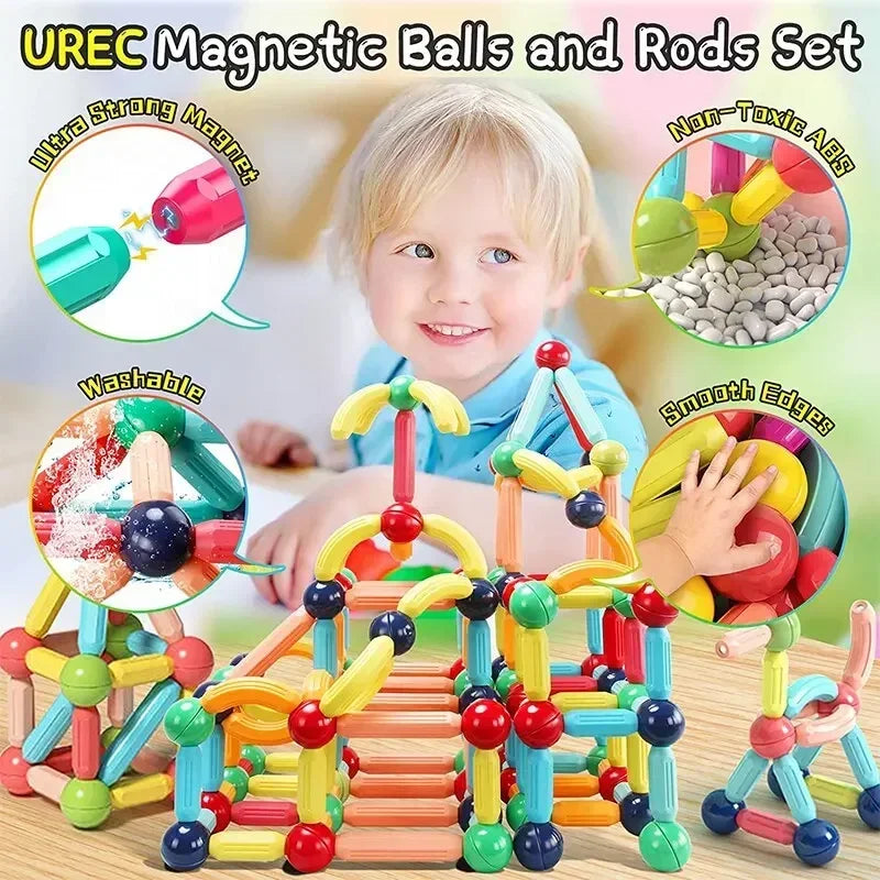 Magnetic Building Sticks Blocks Toys 3D Magnet Building Puzzle Gift for Kids Montessori Toys Preschool STEM Educational Sensory