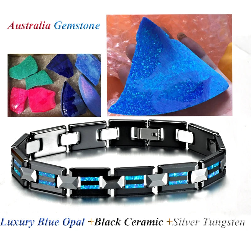 Luxury Blue Tungsten Carbide Bracelet for men.