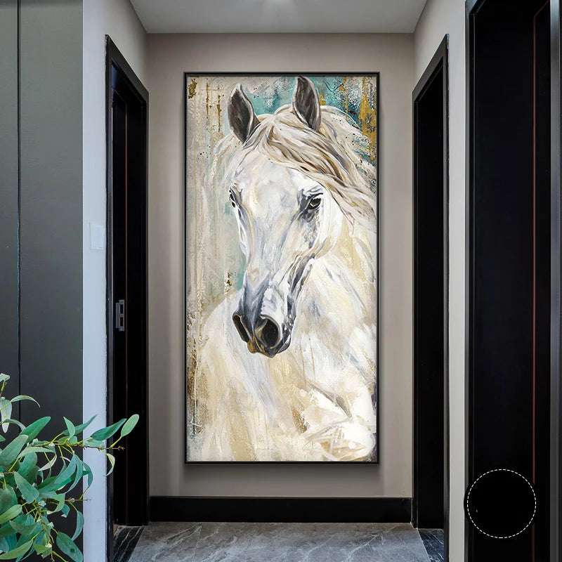 Abstarct White Horse Painting Wall Art.