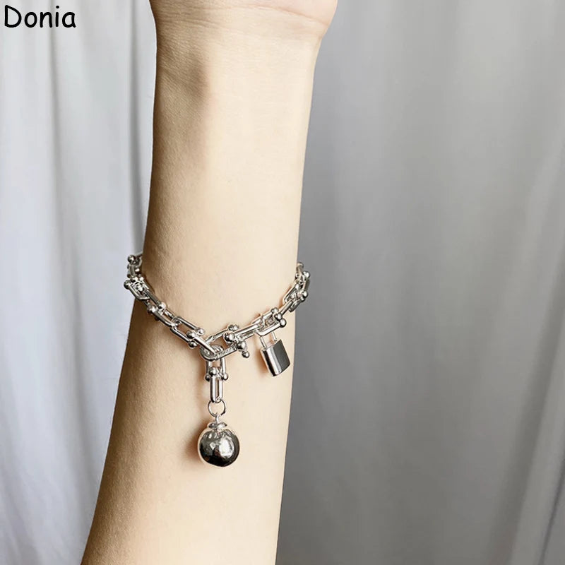 Donia jewelry European and American fashion small ball bamboo single circle chain titanium steel bracelet luxury gift