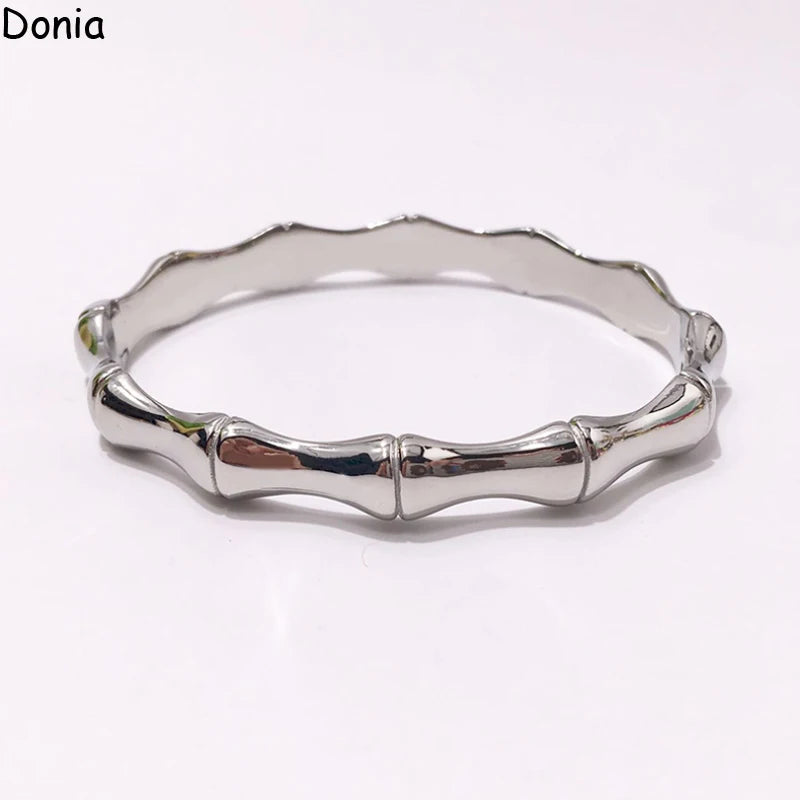 Donia jewelry European and American fashion glossy bamboo titanium steel hidden buckle bracelet luxury bracelet