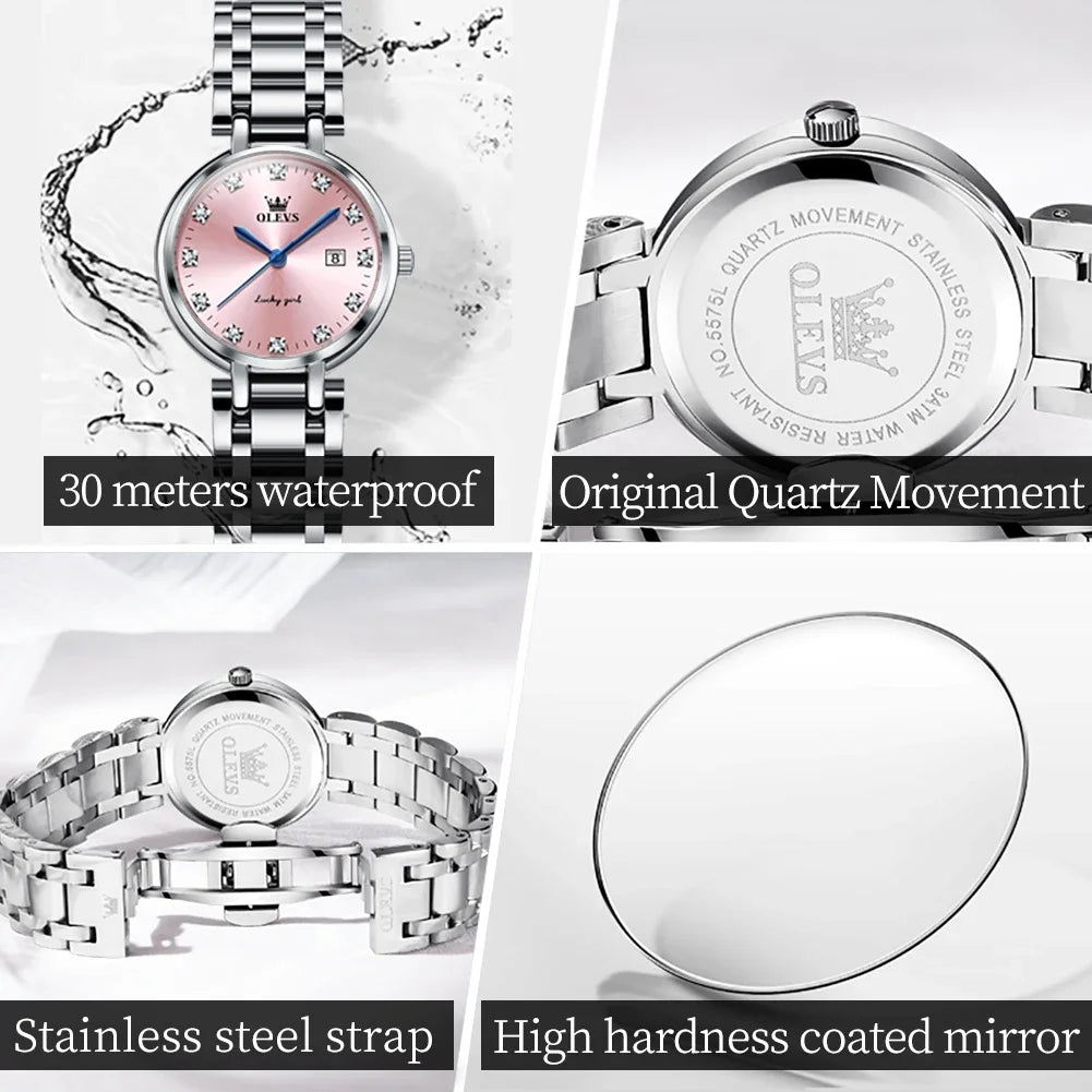 Luxury Silver Stainless Steel Women Watches