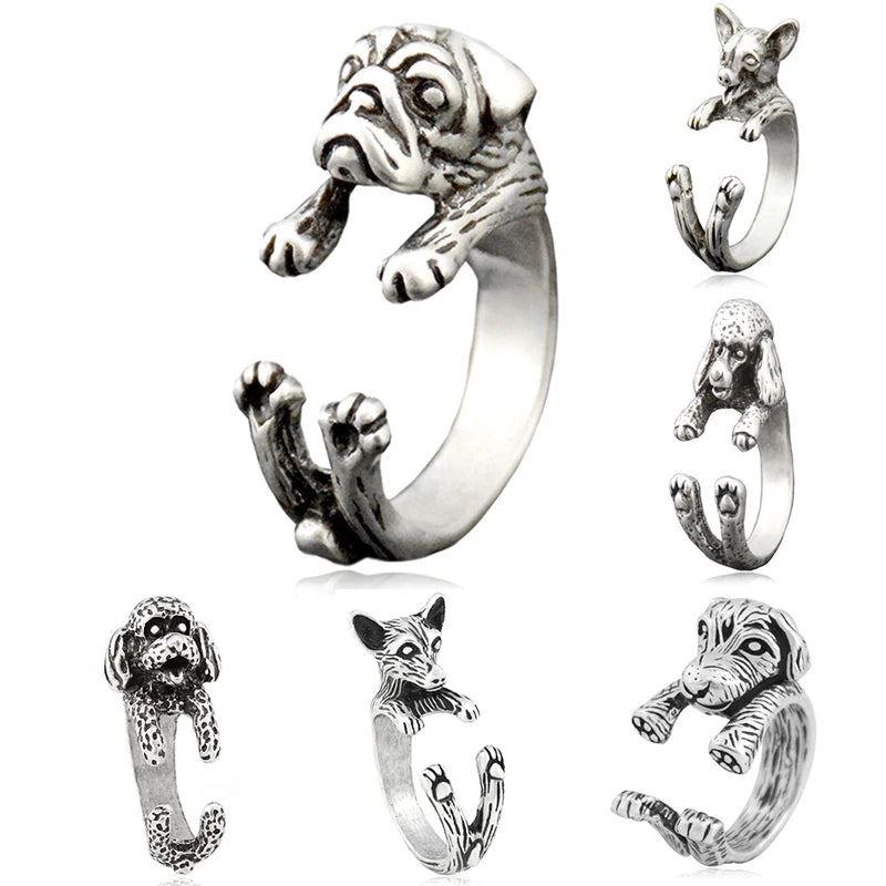 6 Style Dog Rings for Women, Girls.