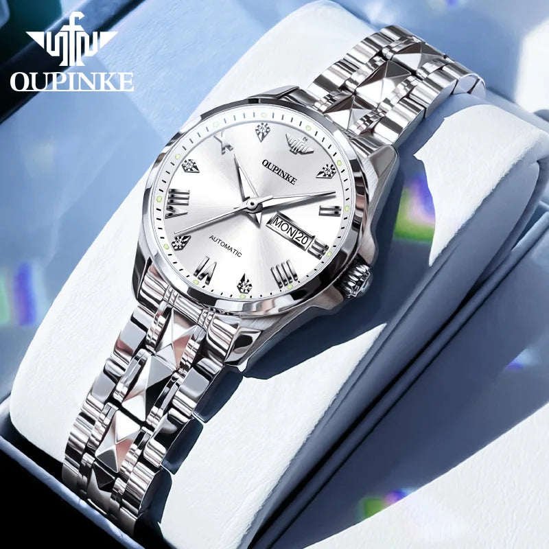 OUPINKE 3171 Women Watch Top Original Luxury Brand Automatic Mechanical Watch Waterproof  Date week Watches For Women Freebie