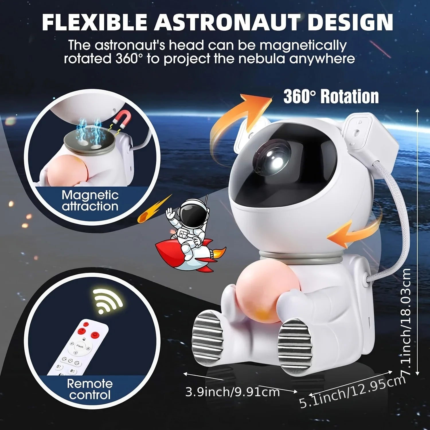 Transform Your Space with the Astronaut Star Galaxy Projector Lamp