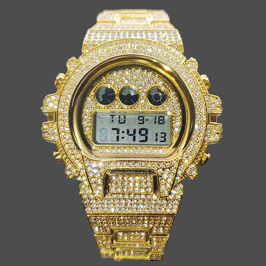 Digital Watches Men's Gold Luxury Waterproof.