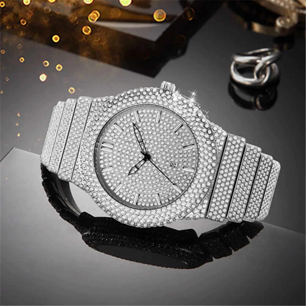 Watches For Male Fashion Diamond Golden.