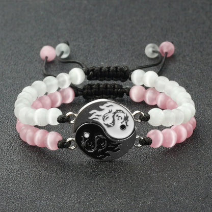 2Pcs/Set Dragon Yin Yang Braclete Gossip Couple.