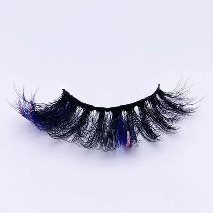 New glitter ombre Colored Lashes 20MM Mink Lashes Wholesale Dramatic Colorful Natural Eyelashes Extension Make up Fake Eyelashes