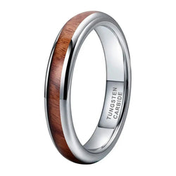 Tungsten Carbide Finger Ring Men Women Couple Engagement Wedding Bands Wood Inlay Comfort Fit