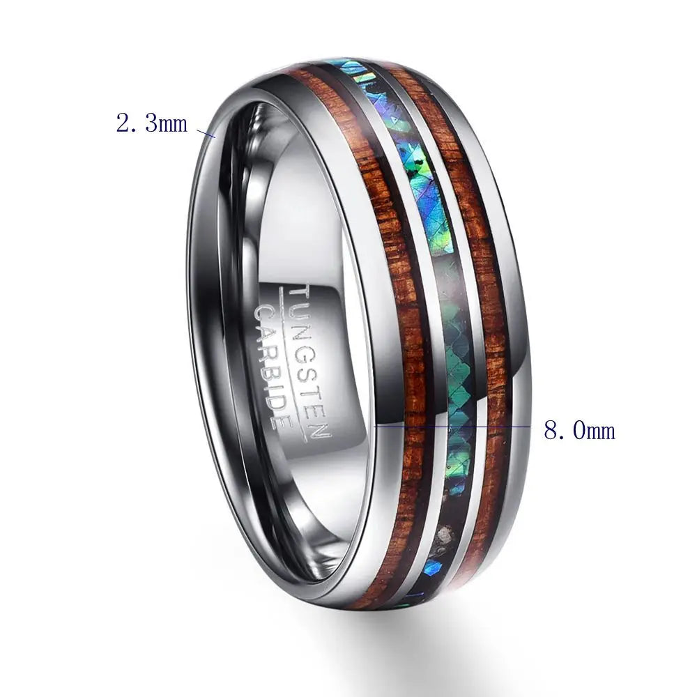 Tungsten Carbide Ring with Hawaiian Wood.