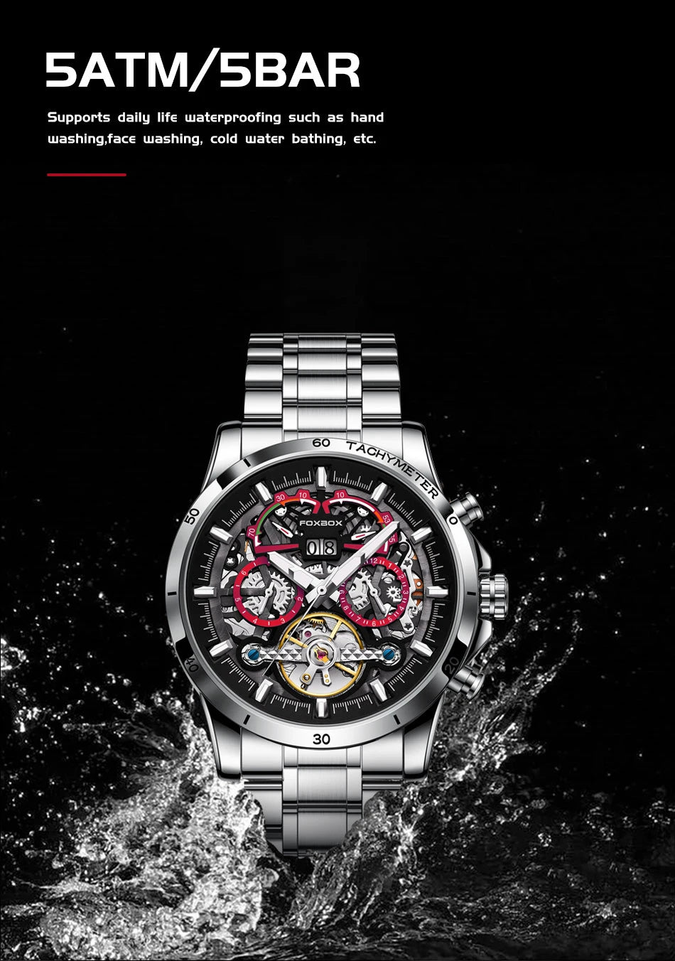 LIGE Mechanical Watches Chronograph Watch for Men Automatic Men&