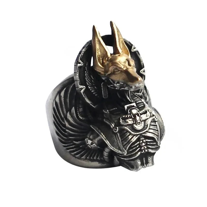 Men's Ring Two Tone Death Warrior Adjustable Ring Hip Hop Jewelry Accessories