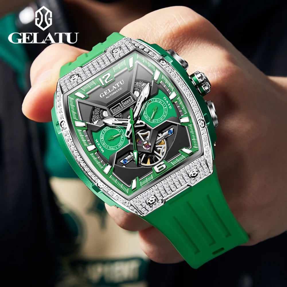 GELATU High Quality Tonneau Men's Watches Waterproof.