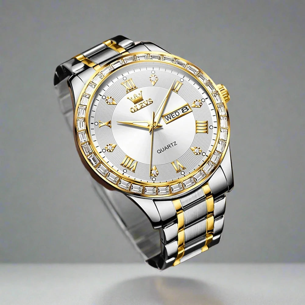 OLEVS Quartz Watch For Men Diamond Luxury.