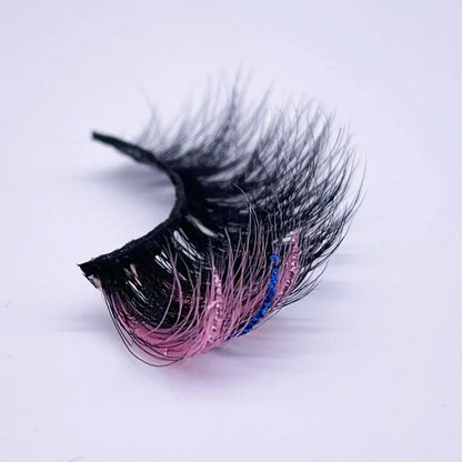 New glitter ombre Colored Lashes 20MM Mink Lashes Wholesale Dramatic Colorful Natural Eyelashes Extension Make up Fake Eyelashes