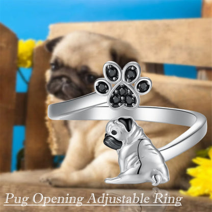 Creative Cute Black Dog Open Ring for Women