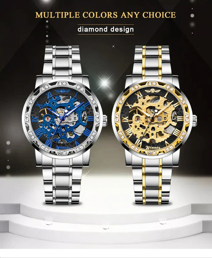 Winner Transparent Fashion Diamond Wrist Watch.