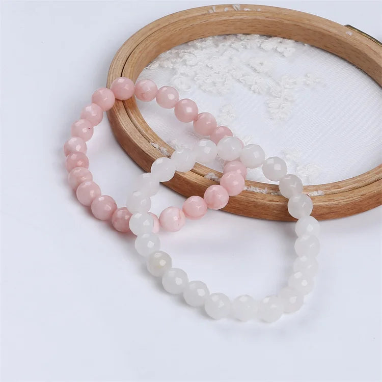 Natural Pink Crystal Bead Elastic Bracelet