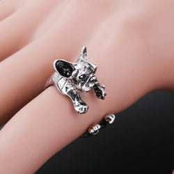 Vintage German Shepherd Blue Dog Wrap Ring.