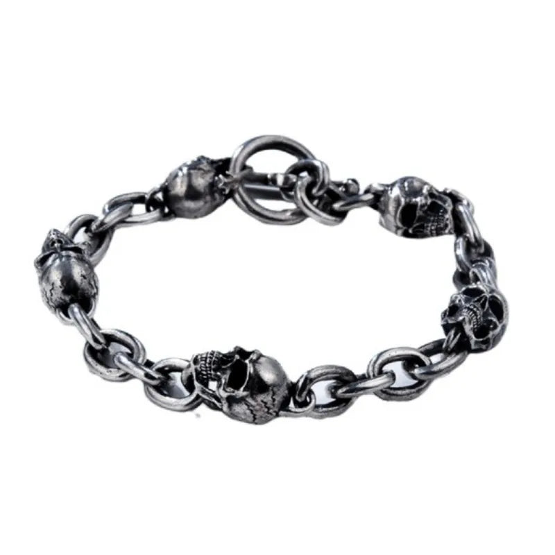 New Real Retro Silver Personality Bracelet Skull