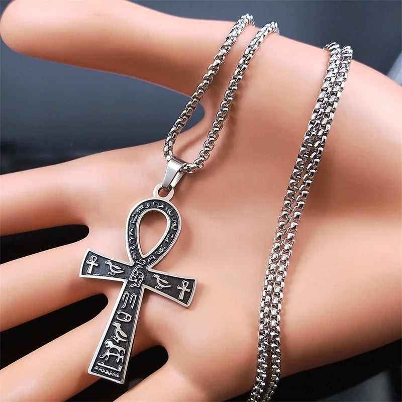 Egyptian Ankh Cross Key Of Life Necklaces for Women/Men Stainless Steel Mythology Chain Necklace Jewelry bijoux homme N3456S02