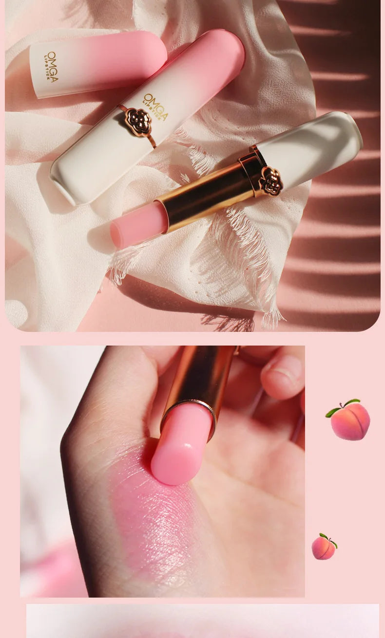 Peach Color Lip Balm Crystal Temperature Change Lipstick Girl Moisturizing LongLasting Lip Gloss Makeup Lip Care Repair Cosmetic