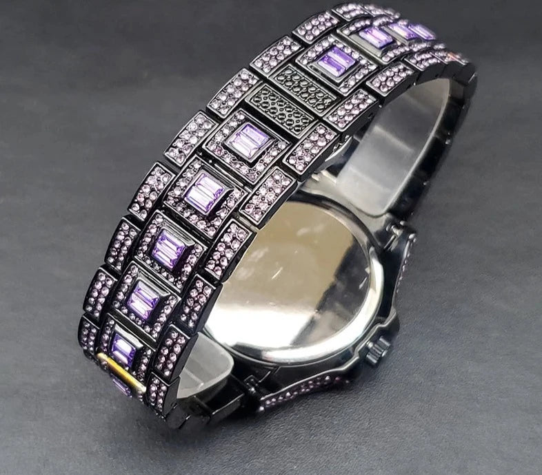 Men's Quartz Watch Purple Luxury Jewlry.