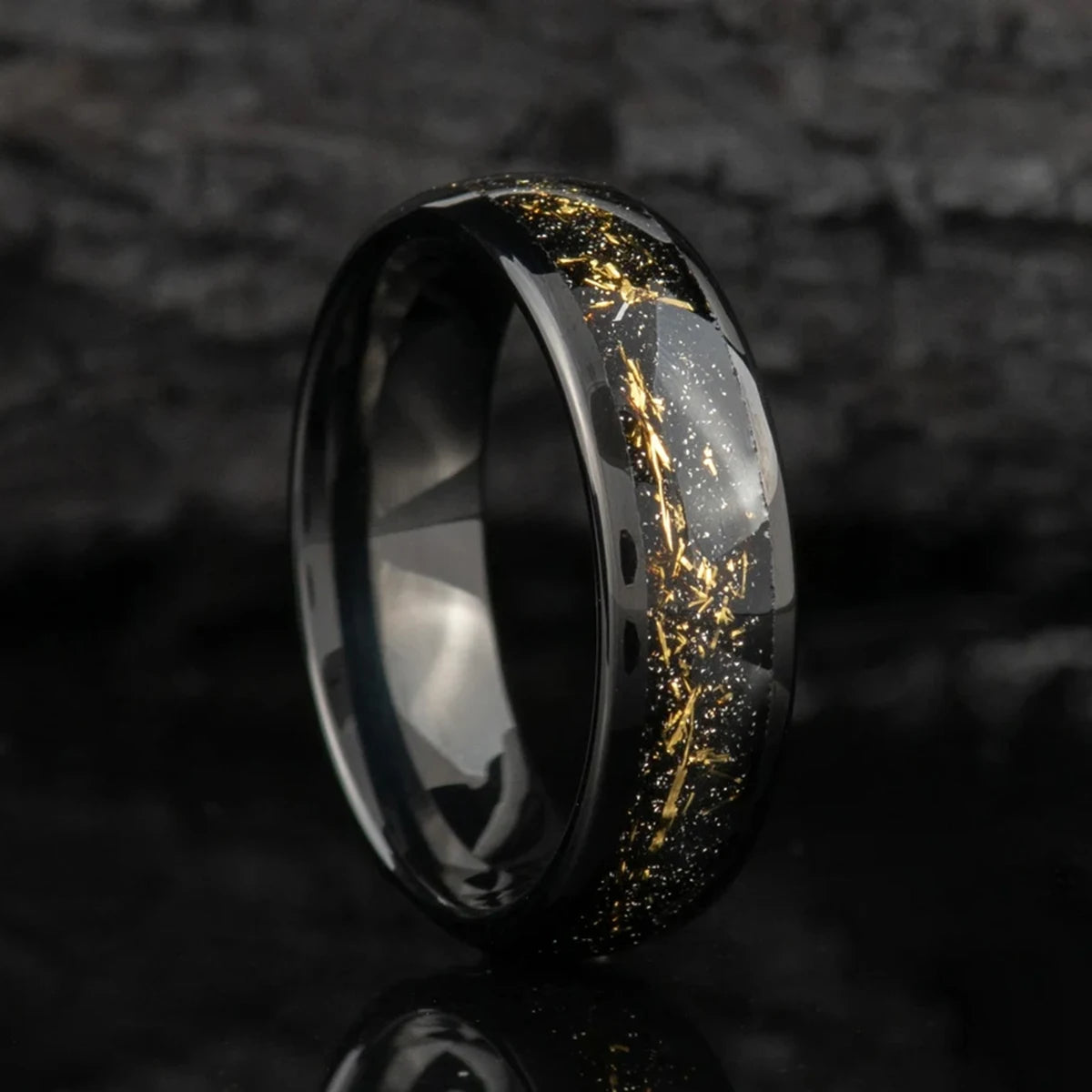 Fashionable Tungsten Carbide Meteorite Galaxy Ring.