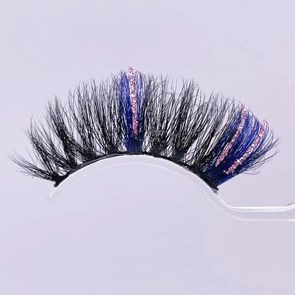 New glitter ombre Colored Lashes 20MM Mink Lashes Wholesale Dramatic Colorful Natural Eyelashes Extension Make up Fake Eyelashes