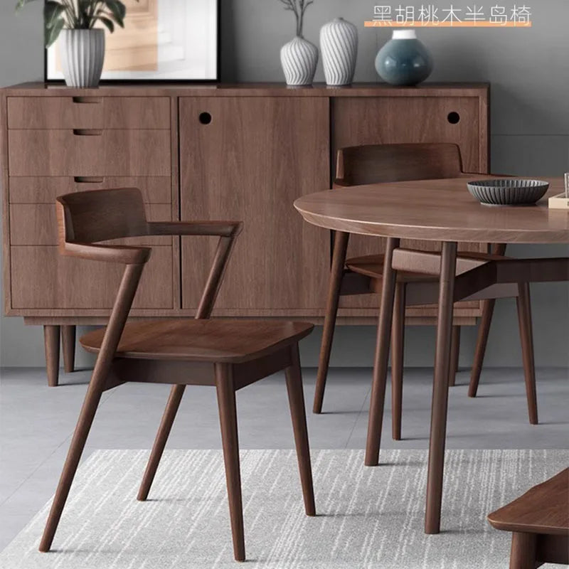 Black Wood Modern Solid Dining Chairs.