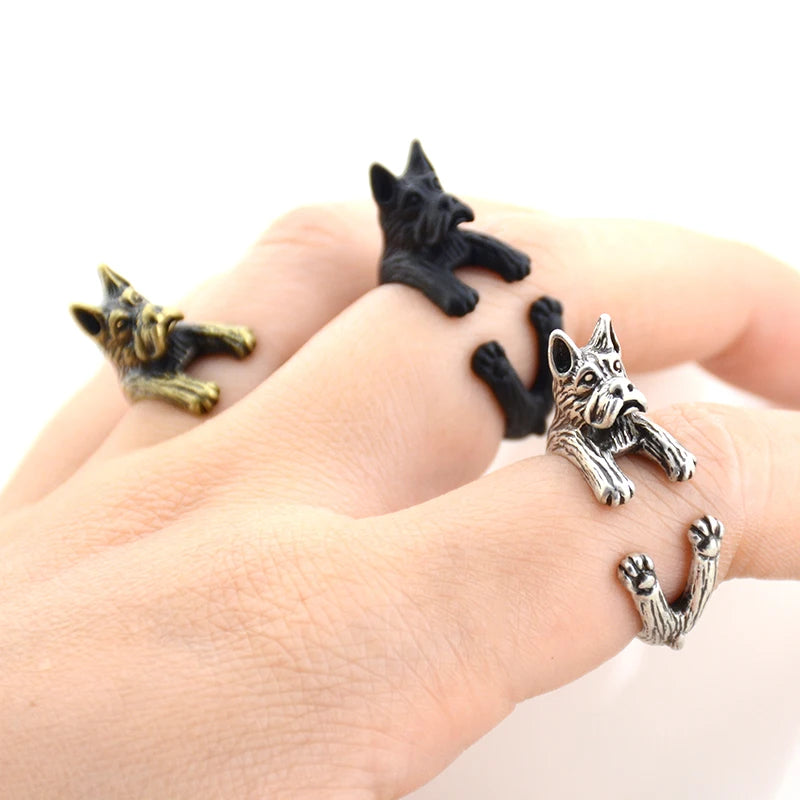 Vintage Men Cute Dog Couple Rings For Women