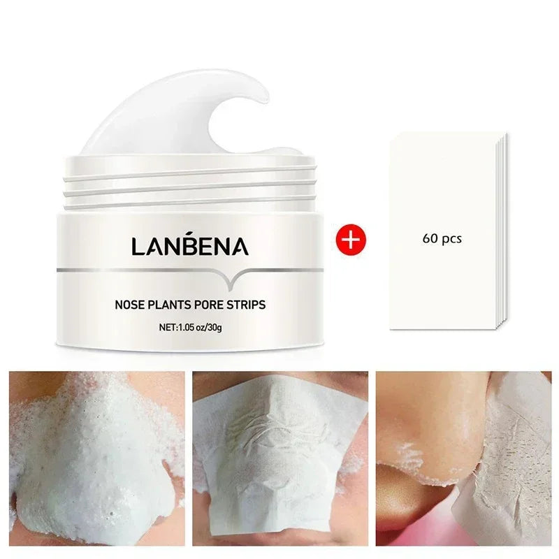 LANBENA Blackhead Remover Cream Paper Plant Pore Strips Nose Acne Cleansing Black Dots Peel Off Mud Mask Treatments Skin Care