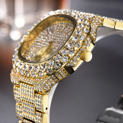 Brand MISSFOX Fashion Iced Out Watches Men.