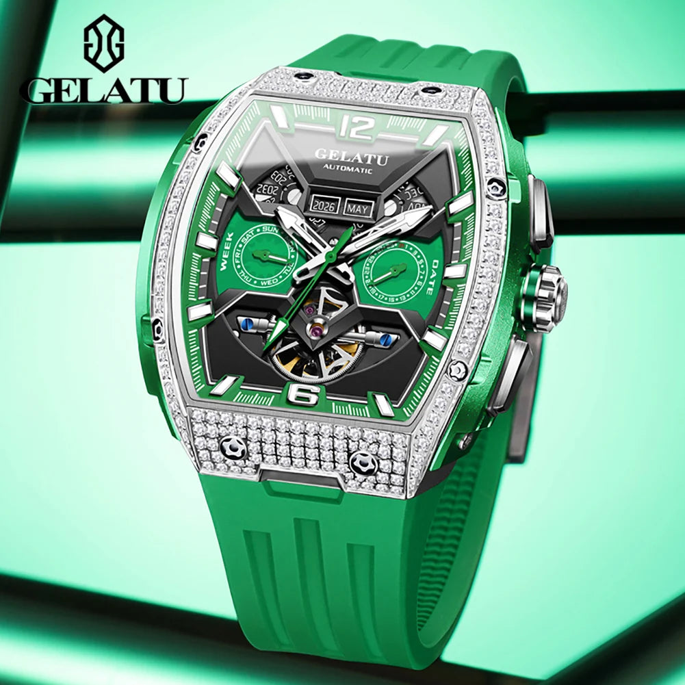 GELATU High Quality Tonneau Men's Watches Waterproof.