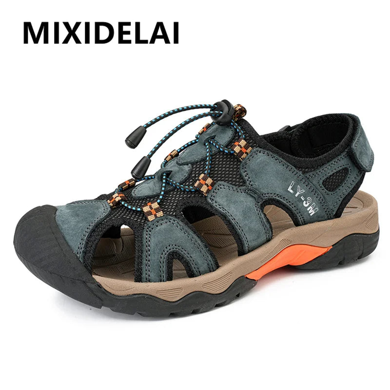 New Fashion Summer Casual Men's Beach Sandals High Quality Sneakers Genuine Leather Sandals Outdoor Men's Sandals Big Size 38-48